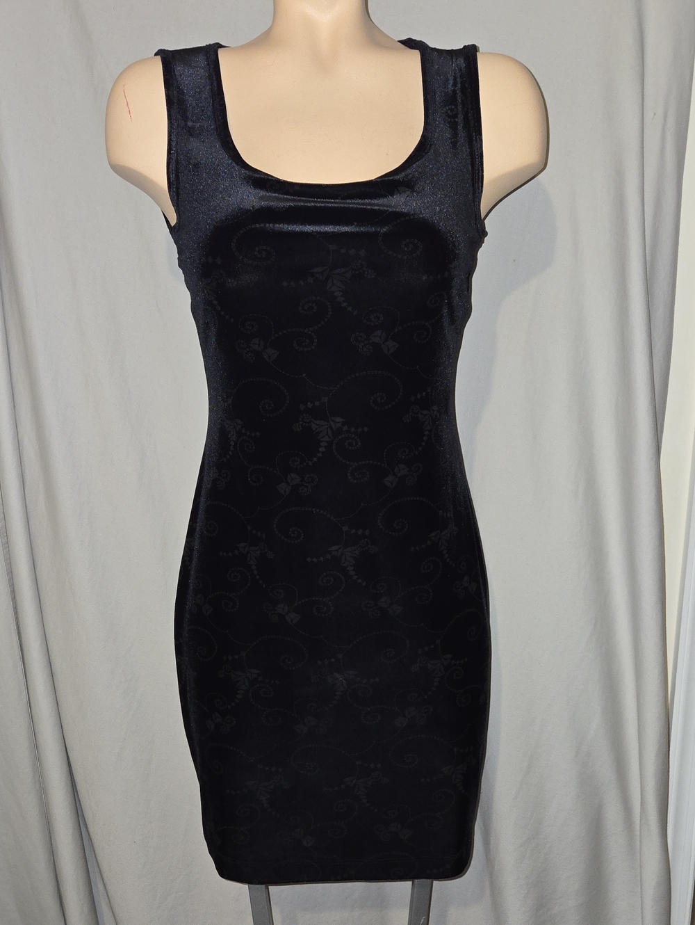 Vintage Rampage Sleek Black Satin Bodycon Dress